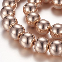 Гальванический Розовый Золотой Гальванизировать немагнитных синтетический гематит бисер пряди, круглые, покрытием из розового золота, 8 мм, отверстие : 1 мм, около 36 шт / нитка, 16.3 дюйм
