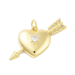 Настоящее золото 18K Покрытие стойки латунь микропаве прозрачные подвески из кубического циркония, с целью перехода в кольце, без кадмия и без свинца, долговечный, сердце, реальный 18 k позолоченный, 14x30x4 мм, отверстие : 3.5 мм