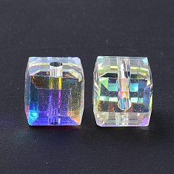 Clear AB Imitation Austrian Crystal Beads, Grade AAA, Faceted, Cube, Clear AB, 5~5.5x5~5.5x5~5.5mm(size within the error range of 0.5~1mm), Hole: 0.7~0.9mm