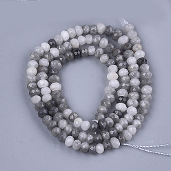 Eagle Eye Stone Natural Hawk's Eye Beads Strands, Eagle Eye Stone, Faceted, Rondelle, 3.5~4x2.5~3mm, Hole: 1mm, about 120~122pcs/strand, 14.9 inch~15.1 inch