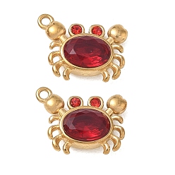 Crabe Pendentifs en acier inoxydable, avec strass, placage ionique (ip), or, charmes de crabe, 304mm, Trou: 10.5x14x4.5mm