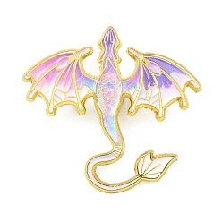 Дракон Эмалевый штифт, брошь из сплава для рюкзака, золотые, дракон, 34x36 мм