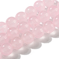 Pink Натуральные и крашеные нити шарик Malaysia нефрита, круглые, розовые, 8 мм, отверстие : 1.0 мм, около 48 шт / нитка, 15 дюйм