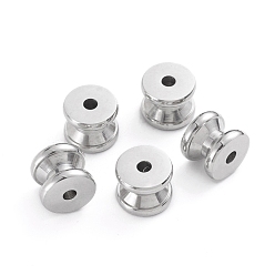 Stainless Steel Color Tarnish Resistant 201 Stainless Steel Beads, Grooved Beads, Column, Stainless Steel Color, 10x8mm, Hole: 2.5mm