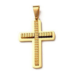 Золотой 304 подвески из нержавеющей стали, крест очарование, вакуумное покрытие pvd, золотые, 40x27x4 мм, отверстие : 9x5 мм