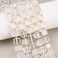 Хрусталь Природных кристаллов кварца бисер нитей, кубические бусины из горного хрусталя, с бисером, 8~8.5x8x7~8.5 мм, отверстие : 0.8 мм, около 39~40 шт / нитка, 15.35~15.83'' (39~40.2 см)