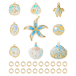 Mixed Shapes 9шт. 304 эмалированные подвески из нержавеющей стали, с 20 открытыми соединительными кольцами, разнообразные, 28.5x25x5.5 мм, отверстие : 1.4 мм
