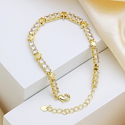 Звезда Латунные браслеты-цепочки с микропаве из прозрачных кубических цирконий для женщин, звезда, 7-1/8 дюйм (18 см)