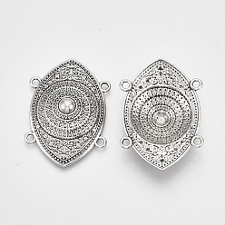 Argent Antique Liens de multi-brin d'alliage de style tibétain, sans cadmium et sans plomb, oeil de cheval, argent antique, 44x31.5x10mm, trou: 2 mm, environ 109 pcs / 1000 g