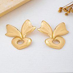 Heart Alloy Stud Earrings for Women, Heart, 50mm