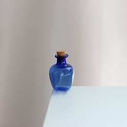 Королевский синий Мини стеклянные украшения, пустые бутылки желаний, с пробками, аксессуары для кукольного домика с микро-ландшафтом, притворяясь опорными украшениями, королевский синий, 20x27 мм