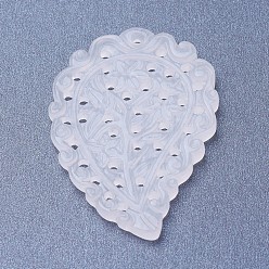 Белый Натуральный нефритовый кулон, окрашенные, лист, белые, 45x30.5x3 мм, отверстие : 1.5 мм