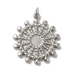 Stainless Steel Color Non-Tarnish 304 Stainless Steel Pendant Cabochon Settings, Flower Charm, Stainless Steel Color, Tray: 4mm, 20x18x2mm, Hole: 3mm