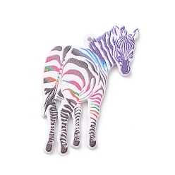 Colorful Opaque Acrylic Pendant, Zebra Charm, Colorful, 47x32x2mm, Hole: 1.4mm