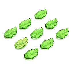 Зеленый лайм Краски для выпечки стеклянные бусины, Топ пробуренной, лист, зеленый лайм, 28x17x4 мм, отверстие : 1 мм