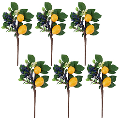 Зеленый 6шт. искусственные растения из шелковой ткани и пенопласта с лимонным и черничным рисунком, для украшения дома, зелёные, 313~350x110~175x56~71 мм