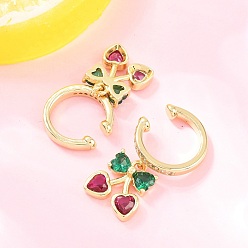 Фиолетовый Серьги-манжеты из циркония, без кадмия и без свинца, долговечный, стойки покрытие, вишня с бантом, реальный 18 k позолоченный, фиолетовые, 15.5x14 мм