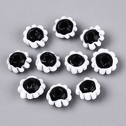 Black Handmade Lampwork Beads Strands, Flower, Black, 8~10x5~6.5mm, Hole: 1.5~2mm, about 60pcs/strand, 12.20 inch(31cm)