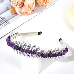 Аметист Резинки для волос с драгоценными камнями, аксессуары для волос для женщин и девочек, 150x125x35 мм
