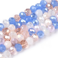 Разноцветный Стеклянные бусины с гальваническим покрытием , граненый(32 граненый), рондель, красочный, 4x3.5 мм, отверстие : 0.7 мм, около 123~125 шт / нитка, 16.96~17.32'' (43.5~44 см)