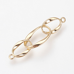 Real 18K Gold Plated Brass Links connectors, Nickel Free, Real 18K Gold Plated, Twist Oval, 29x6x1mm, Hole: 1mm