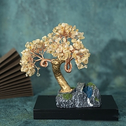 Цитрин Украшения из натуральной цитриновой крошки, с латунной проволокой, обернутой украшением фэн-шуй на удачу, 145x80 мм