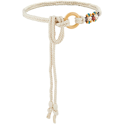 Белый Плетеные ремни-цепочки ручной работы из хлопка и льна для женщин и дамских платьев, белые, 1400x8 мм