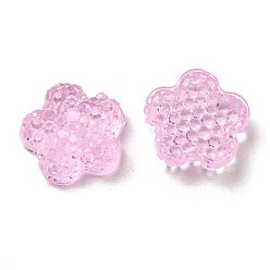 Pearl Pink Transparent Epoxy Resin Cabochons, Flower, Pearl Pink, 13x13.5x3.5mm