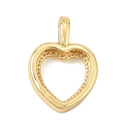 Heart Brass Pendant Cabochon Settings, Open Back Settings, Real 18K Gold Plated, Heart, 15x10x3mm, Hole: 3x1.7mm, Tray Size: 8x8mm