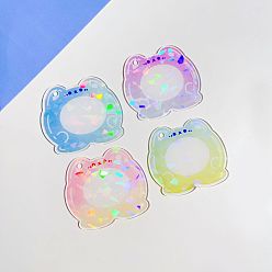 Медведь 4шт 4 цветной лазерный стиль акриловый диск брелок заготовки, с шаровыми цепей, разноцветные, Медведь Pattern, 4.6x5.15x0.2 см, отверстие : 3 мм, 1 шт / цвет