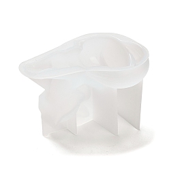 Blanc Moules en silicone de bougie de renard de bricolage, pour la fabrication de bougies, blanc, 10.7x6.6x6.8 cm