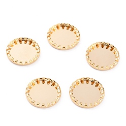 Golden 304 Stainless Steel Cabochon Settings, Lace Edge Bezel Cups, Flat Round, Golden, 17x2mm Tray: 14mm