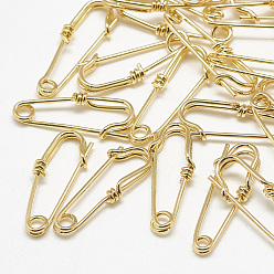 Real 18K Gold Plated Brass Safety Pins, Kilt Pins, Brooch Findings, Real 18K Gold Plated, 20~24x7.5x2mm, Hole: 1.5mm, Pin: 0.7mm