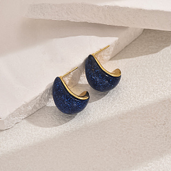 Темно-Синий 201 серьги-гвоздики в форме капли из нержавеющей стали, материал - стекло, минималистичные, высокого класса, золотые, темно-синий, 20x15 мм