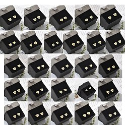 Настоящее золото 18K Серьги-пусеты из латуни с микропаве и прозрачным фианитом, сердечко с буквой а~г, реальный 18 k позолоченный, 8.5x9.5 мм