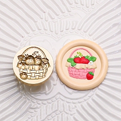 Клубника Золотистый тон, круглая сургучная печать, латунные головки штампов, для сургучной печати, клубничная серия, клубника, 25x14 мм, внутренний диаметр: 7 мм