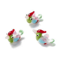 Светло-зеленый Коричневый Бусины лэмпворк , мандаринка, оливковый, 28~29x11.5x17.5~19 мм, отверстие : 0.9~1.4 мм