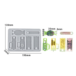 Белый Чашка-непроливайка, фиксированная чашка, бирка, сумка, подвеска на молнии, силиконовая форма, изготовление изделий из эпоксидной смолы, прямоугольные, белые, 132x191x5 мм, отверстие : 10.4 мм, внутренний диаметр: 75~79x17~78 мм