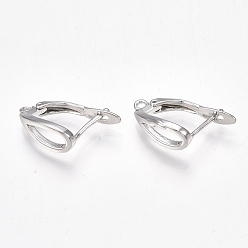 Платинированный Латунные серьги-кольца с застежкой сзади, без никеля , Реальная платина, 19x13.5x6 мм, отверстие : 1.5 мм, штифты : 1 мм