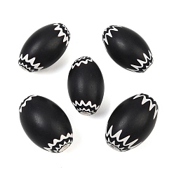 Black Handmade Millefiori Glass Beads, Chevron Beads, Oval, Black, 27~28.5x17~20mm, Hole: 3~6mm