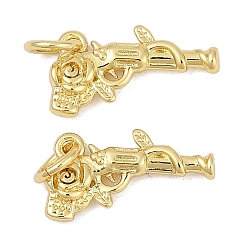 Настоящее золото 18K Латунные подвески, оружейные прелести, с целью перехода в кольце, без кадмия и без свинца, стойки покрытие, долговечный, с целью перехода в кольце, реальный 18 k позолоченный, 8x15x3 мм, отверстие : 3.2 мм