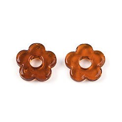 Сиена Бусины лэмпворк , цветок, цвет охры, 15~16x16x3.5~4.5 мм, отверстие : 4.5~5 мм