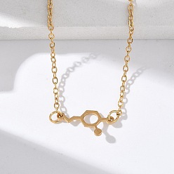 Настоящее золото 18K 304 ожерелья с подвесками из нержавеющей стали с химическими символами, реальный 18 k позолоченный, 16.93 дюйм (43 см)