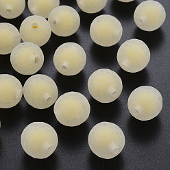 Champagne Yellow Transparent Acrylic Beads, Bead in Bead, Faceted, Frosted, Round, Champagne Yellow, 16mm, Hole: 3mm, about 205pcs/500g