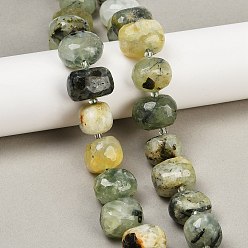 Пренит Природные пренит нитей бисера, граненые, самородки, с бисером, 13.5~16x18.5~21.5x13.5~16 мм, отверстие : 0.9 мм, около 23 шт / нитка, 15.35~15.47'' (39~39.3 см)