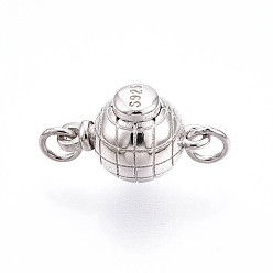 Платина 925 застежка из стерлингового серебра, круглый с s925 штампом, с целью перехода в кольце, платина, 13~14x9~9.5x8 мм, отверстие : 2 мм, прыжковое кольцо: 4x0.5, 2.5 мм внутренним диаметром