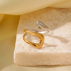 Золотой & Цвет Нержавеющей Стали Регулируемые 304 манжеты из нержавеющей стали для женщин, золотые и нержавеющая сталь цвет, 21 мм, размер США 6 1/2 (16.9 мм)