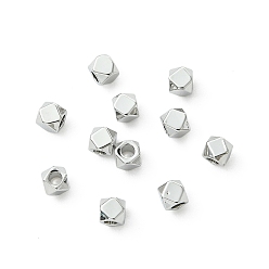 Plaqué Platine Véritable Perles en laiton shegrace, sans cadmium et sans nickel et sans plomb, polygone, Platine plaqué, 3x3x3mm, Trou: 1.6mm