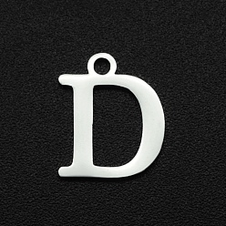 Letter D Не тускнеющие 201 подвески из нержавеющей стали, лазерная резка, буквы, цвет нержавеющей стали, letter.d, 12x10x1 мм, отверстие : 1.5 мм