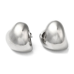 Platinum Rack Plating Brass Heart Stud Earrings, Platinum, 18.5x19mm